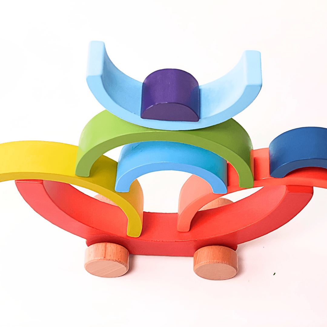 Rainbow Stackers with wheels for Kids Age 3+ - Kids Bestie