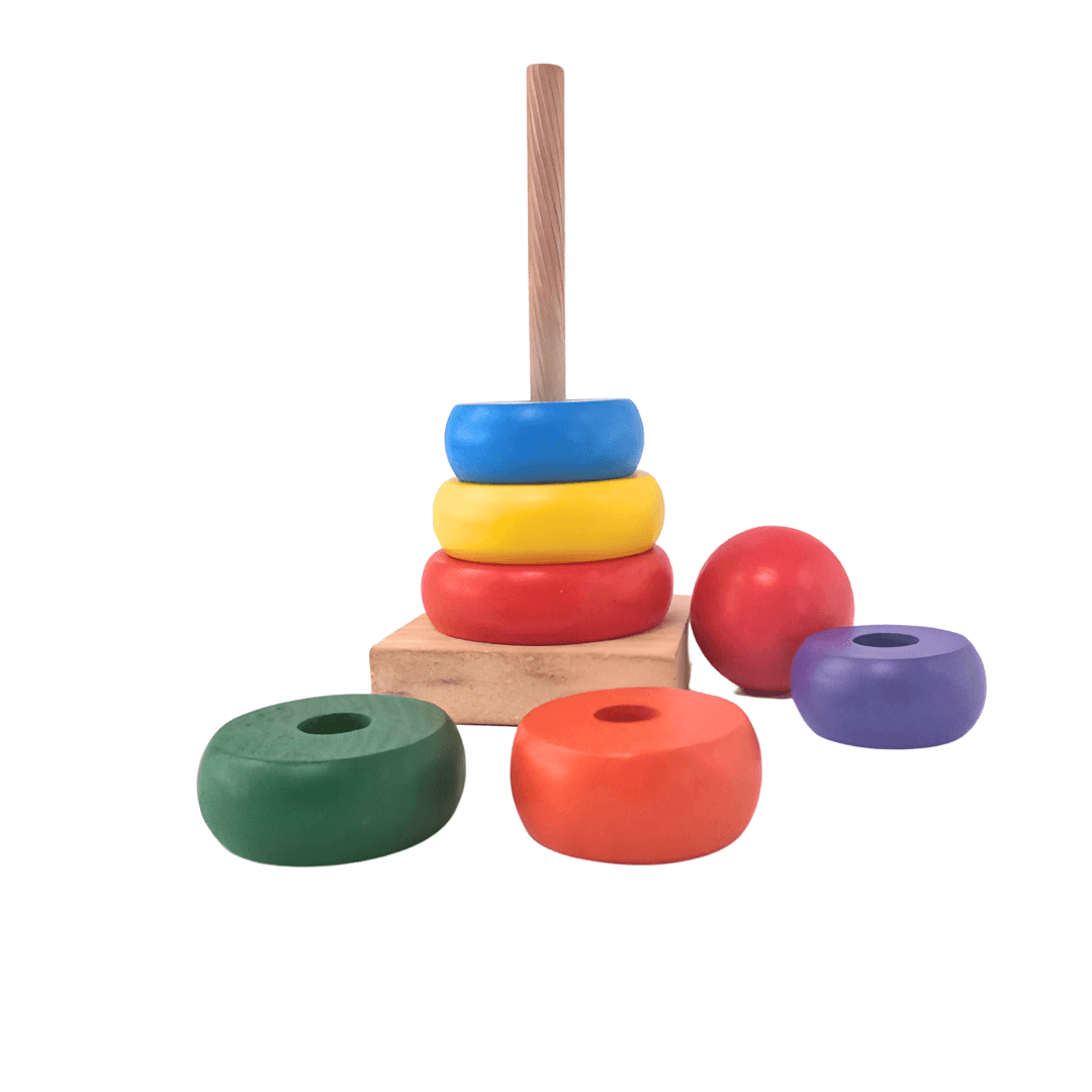 Rainbow Tower Stack Up Stacking Rings Toy for 3 yrs