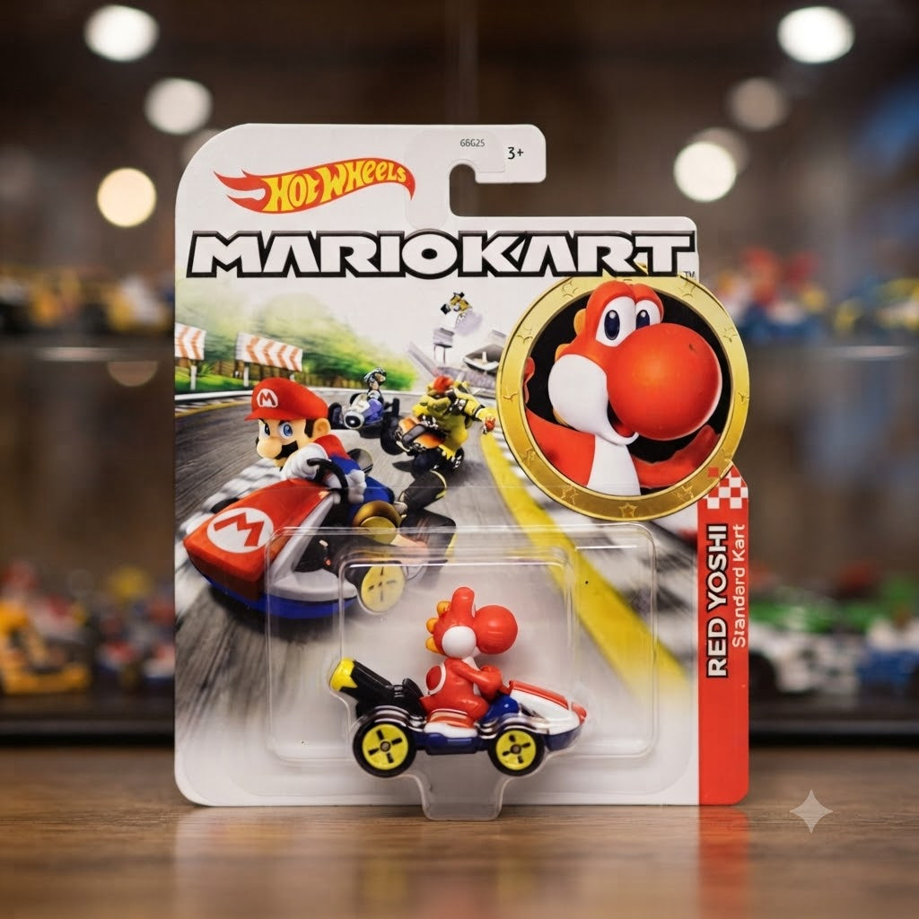 Hot Wheels Mario Kart - Red Yoshi Standard Kart Die-Cast Vehicle