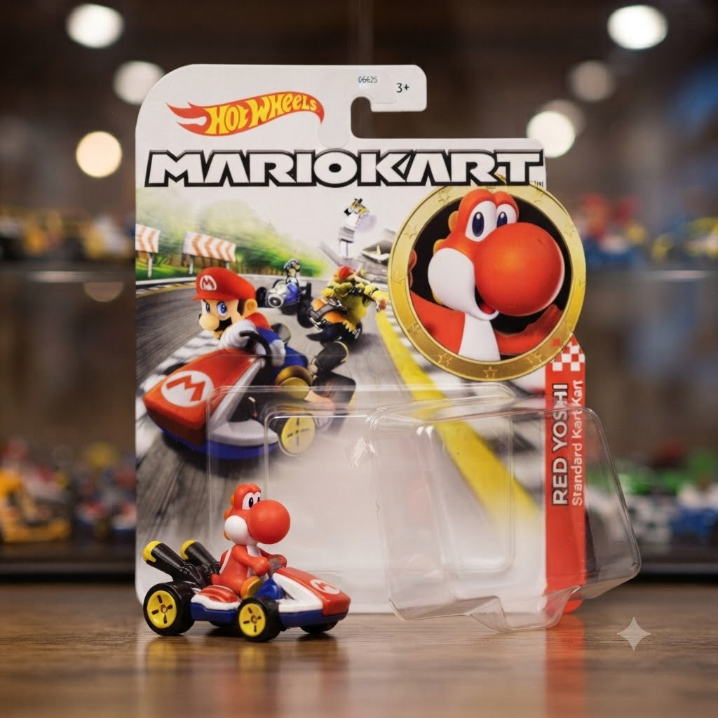 Hot Wheels Mario Kart - Red Yoshi Standard Kart Die-Cast Vehicle
