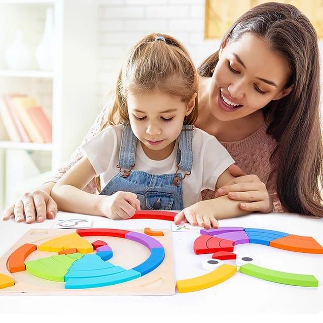 Round Rainbow Puzzle Board X BL-Multicolour for kids Age 3+ - Kids Bestie