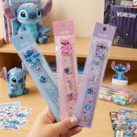 Disney Stitch Theme Decorative Multi-Color Ruler Set with Sliding Character Charms