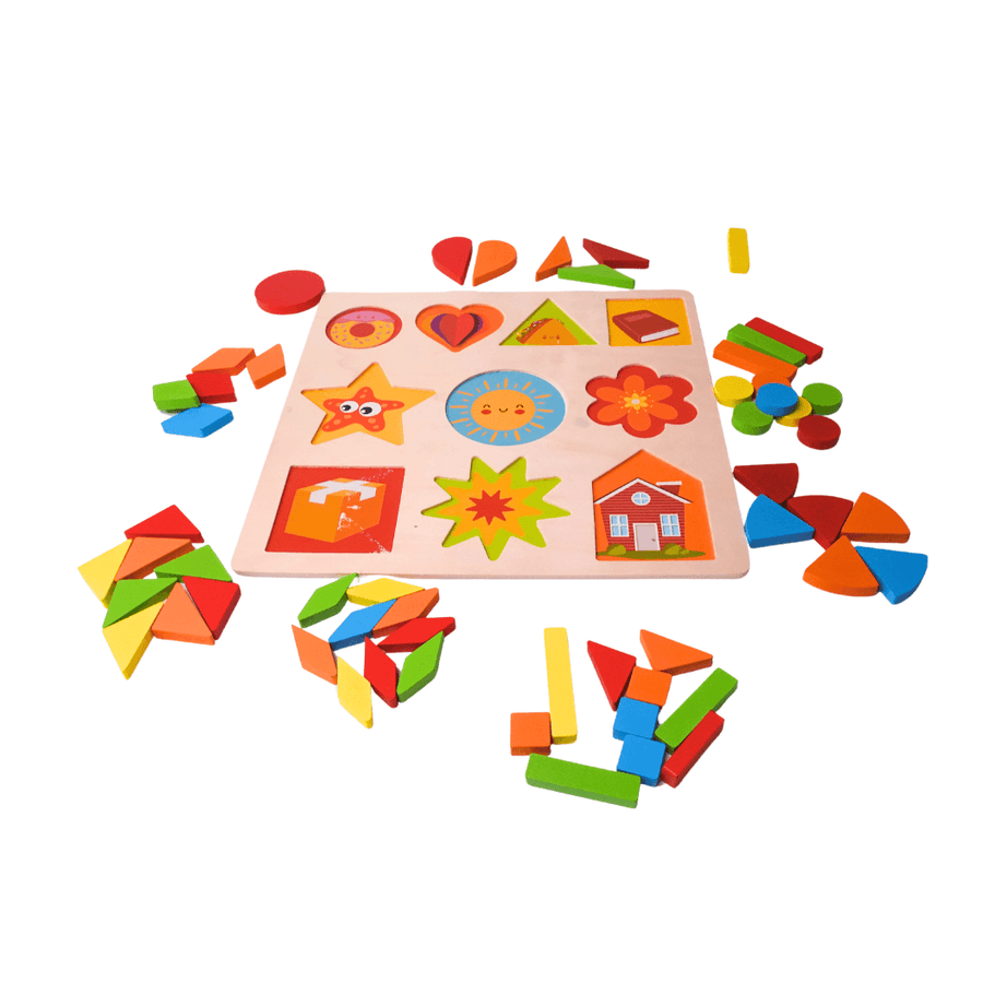 Shapes Puzzle 10 in 1-Big | Geometric Shapes Learning Puzzle Toy for Kids - Kids Bestie