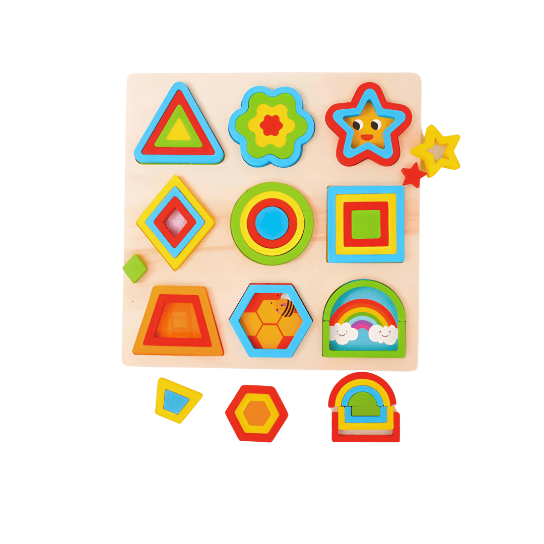 Shapes Puzzle 9 in 1-Big | Geometric Shapes Learning Puzzle Toy for Kids - Kids Bestie