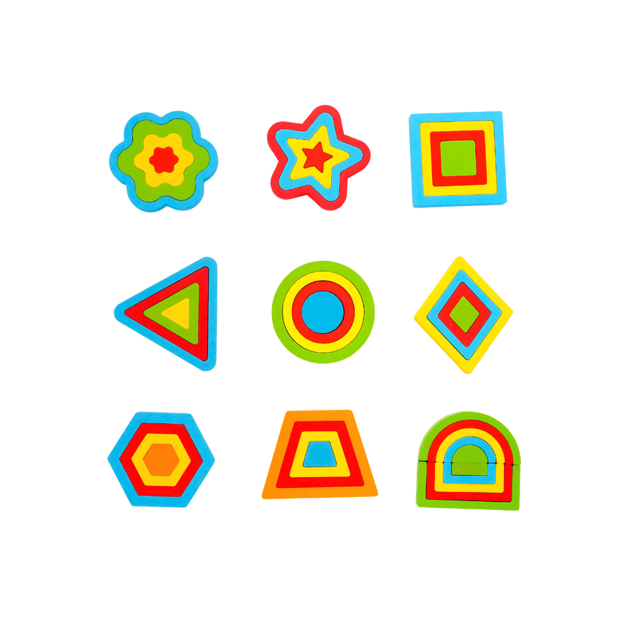 Shapes Puzzle 9 in 1-Big | Geometric Shapes Learning Puzzle Toy for Kids - Kids Bestie