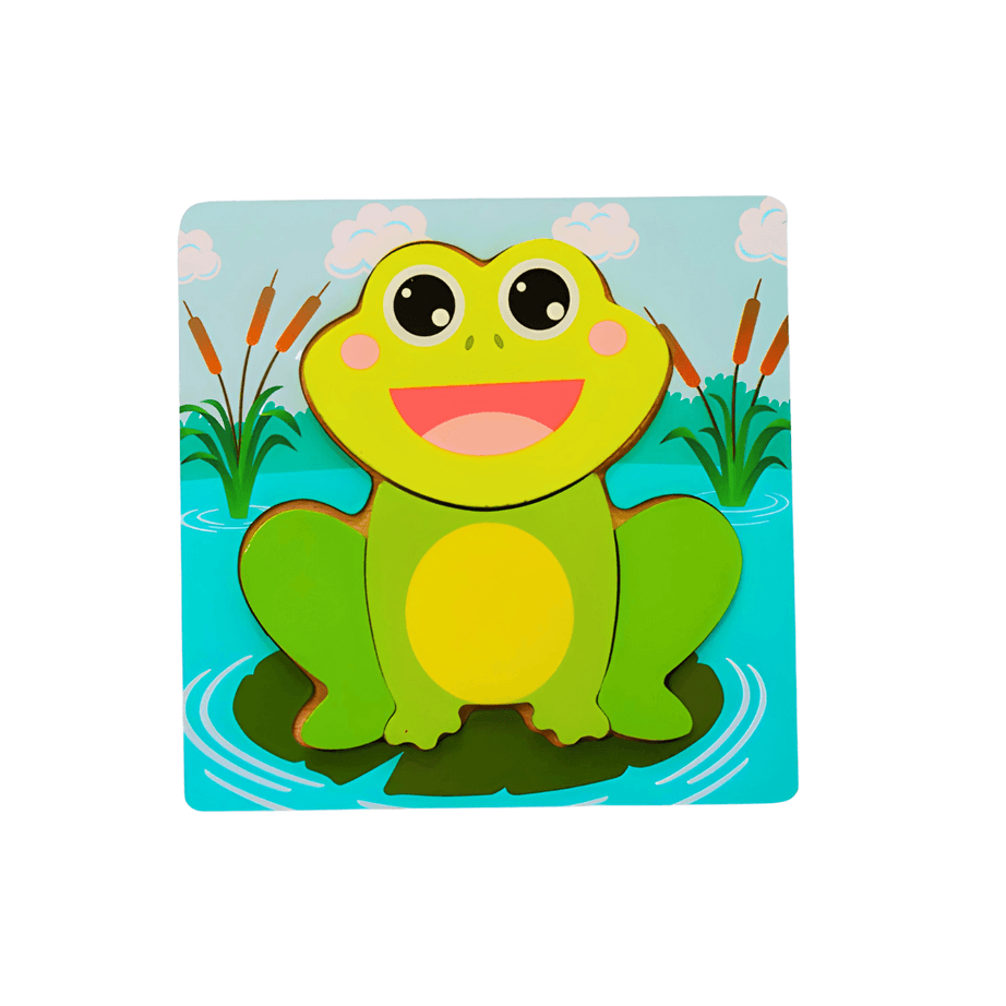 Small Puzzle in A Frame Board Educational & Learning Toy | Puzzle Board-Frog (S) - Kids Bestie