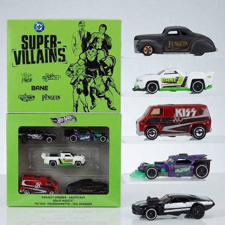 Hot Wheels DC Super-Villains Silver Series 5-Car Gift Pack with Display-Ready Packaging