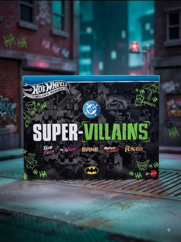 Hot Wheels DC Super-Villains Silver Series 5-Car Gift Pack with Display-Ready Packaging