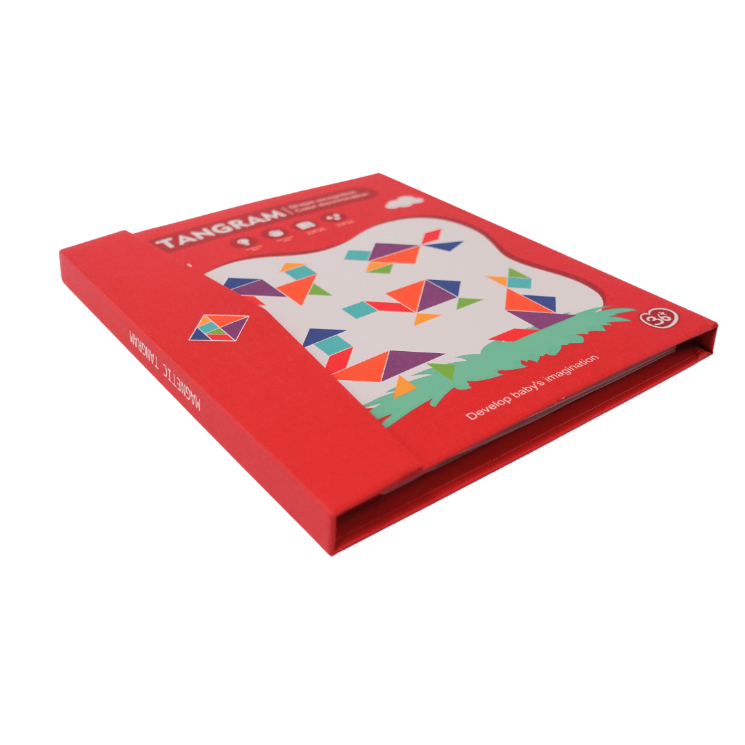 Tangram Travel Game, Magnetic Puzzle Book Game Tangrams-1(Red colour) - Kids Bestie