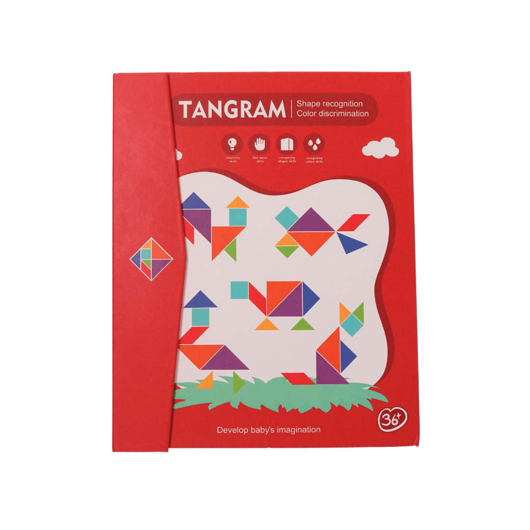 Tangram Travel Game, Magnetic Puzzle Book Game Tangrams-1(Red colour) - Kids Bestie