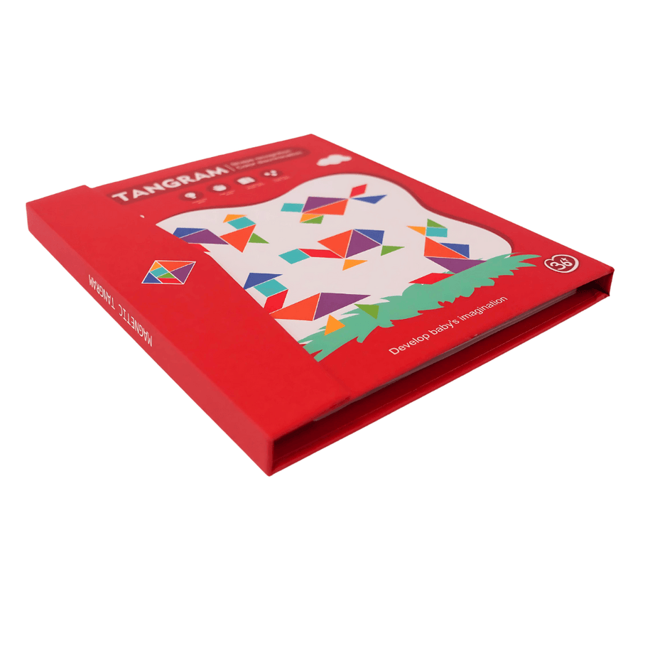Tangram Travel Game, Magnetic Puzzle Book Game Tangrams-1(Red colour) - Kids Bestie