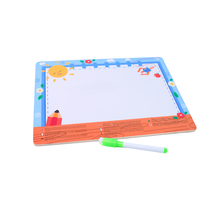 Vehicles/ Animals/ vegetables wooden board puzzle + whiteboard & marker + stylus+ magnetic pen(Random design will be send) - Kids Bestie