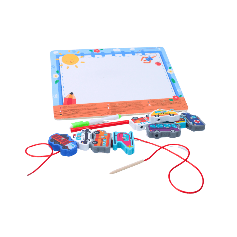 Vehicles/ Animals/ vegetables wooden board puzzle + whiteboard & marker + stylus+ magnetic pen(Random design will be send) - Kids Bestie