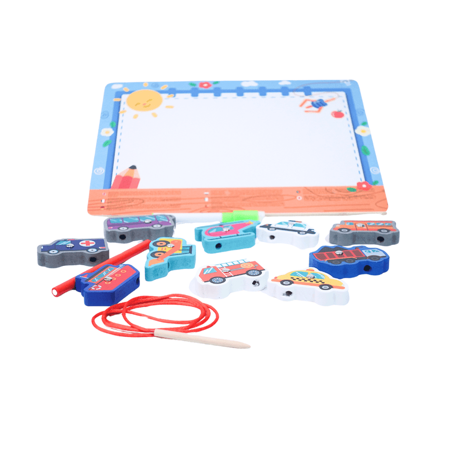 Vehicles/ Animals/ vegetables wooden board puzzle + whiteboard & marker + stylus+ magnetic pen(Random design will be send) - Kids Bestie