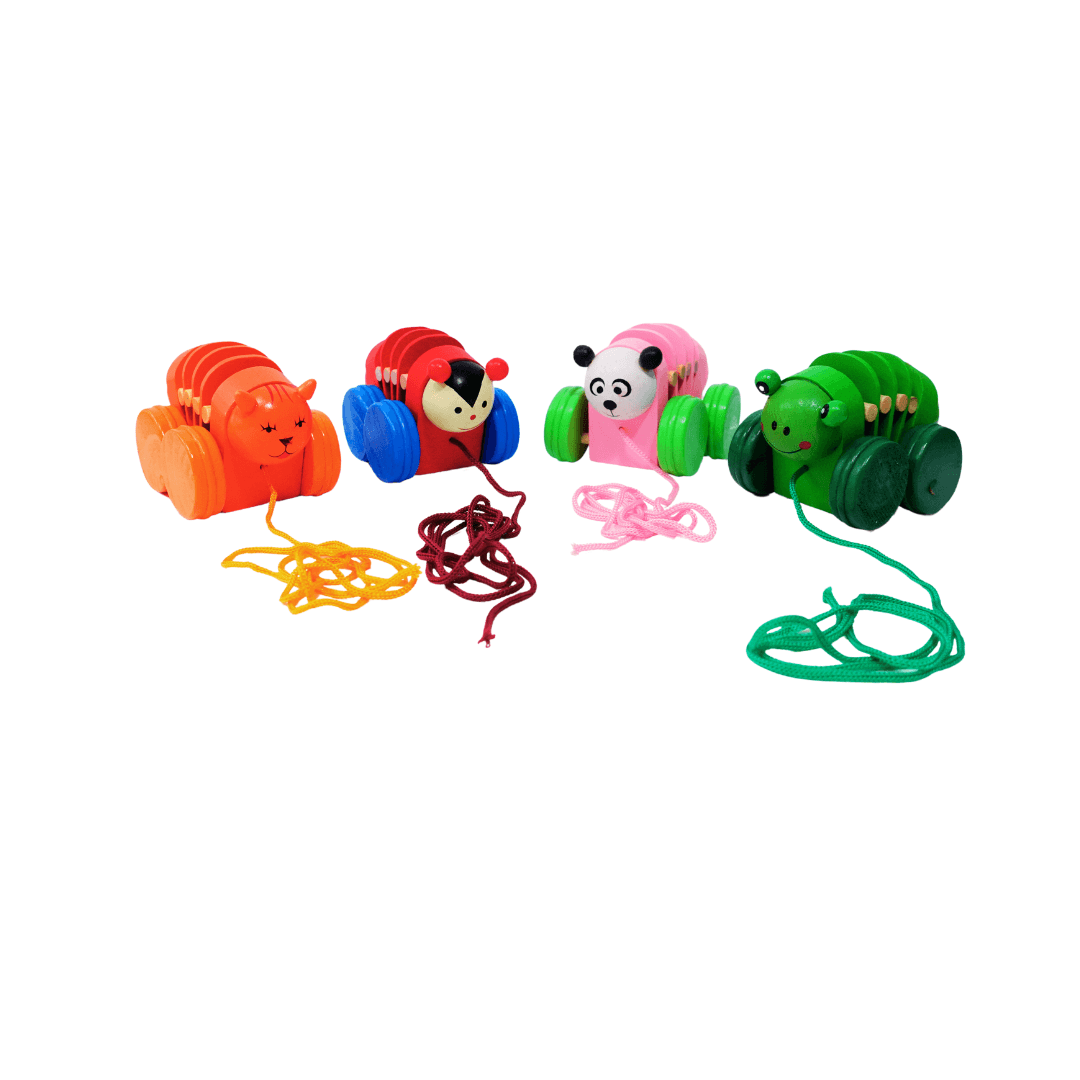 Walk-A-Long Wooden caterpillar pull Along Toy for 12 Months -1 Piece(Random design will be send) - Kids Bestie