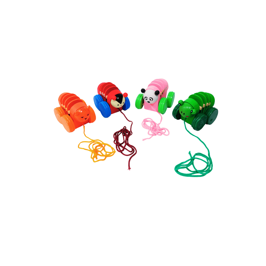 Walk-A-Long Wooden caterpillar pull Along Toy for 12 Months -1 Piece(Random design will be send) - Kids Bestie