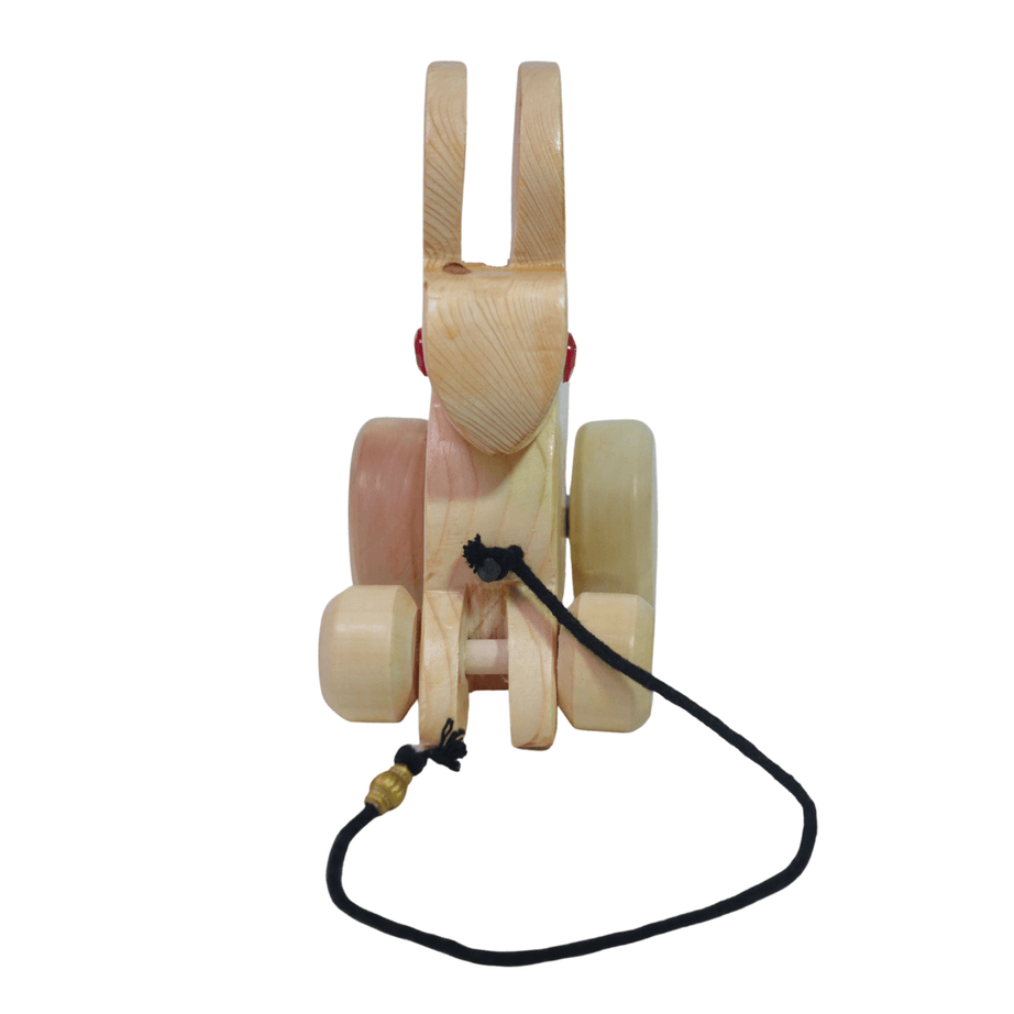 Walk-A-Long Wooden Pull Along Toy Small Rabbit for 12 Months - Kids Bestie