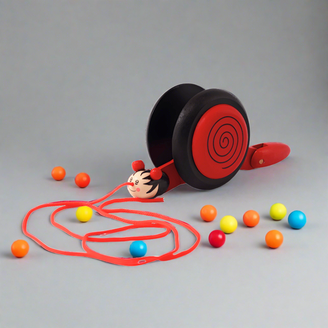 Walk-A-Long Wooden Pull Along Toy Snail-1 (Random Colour will be send) - Kids Bestie