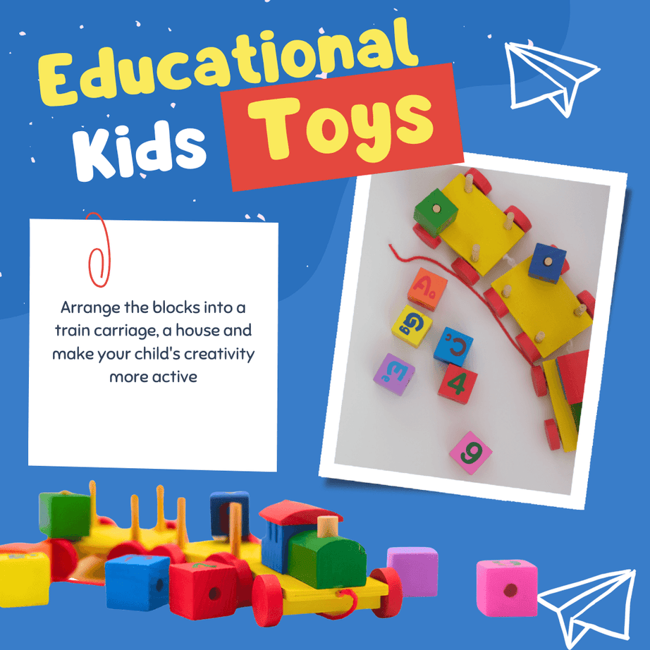 Whirlwind Three Carriage Train Wooden Toy Alphabet & Number - Kids Bestie