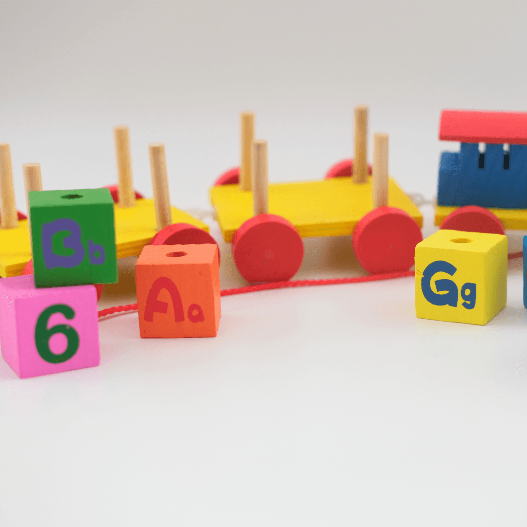 Whirlwind Three Carriage Train Wooden Toy Alphabet & Number - Kids Bestie