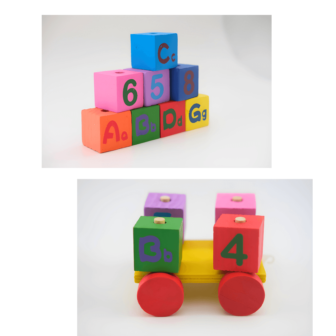 Whirlwind Three Carriage Train Wooden Toy Alphabet & Number - Kids Bestie