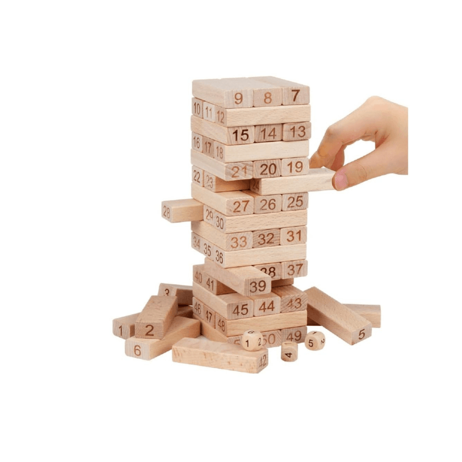 Wooden 54 Pcs Building Blocks Tumbling Tower Game for Kids-1(Big) - Kids Bestie