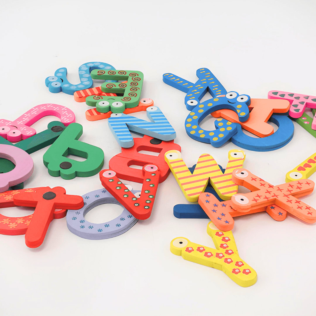 Wooden A-Z Alphabet Letters Fridge Magnets - Kids Bestie