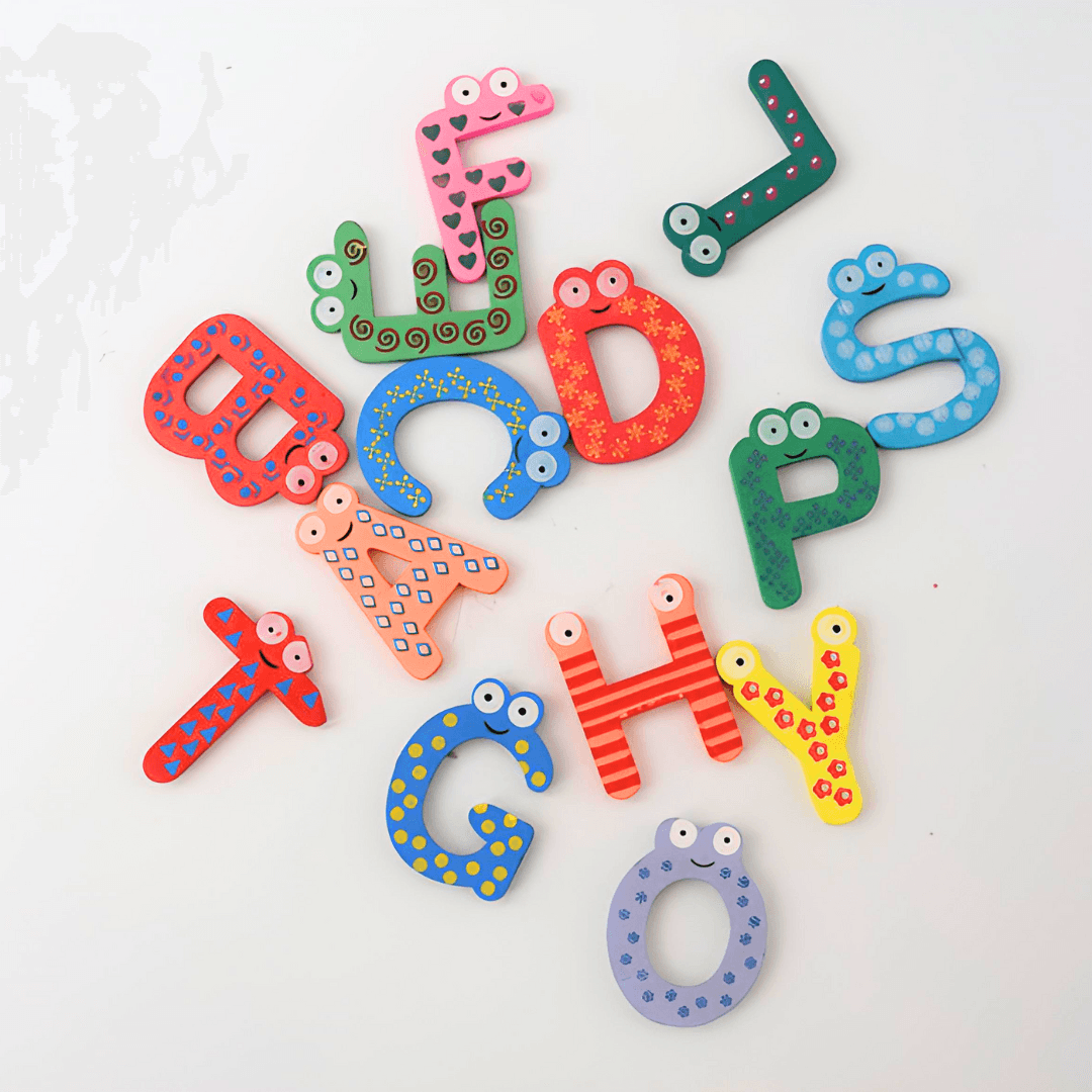 Wooden A-Z Alphabet Letters Fridge Magnets - Kids Bestie