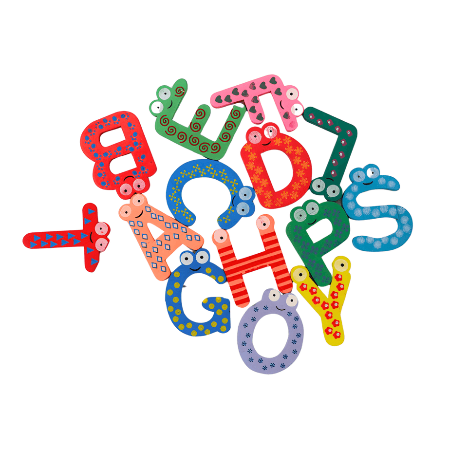 Wooden A-Z Alphabet Letters Fridge Magnets - Kids Bestie