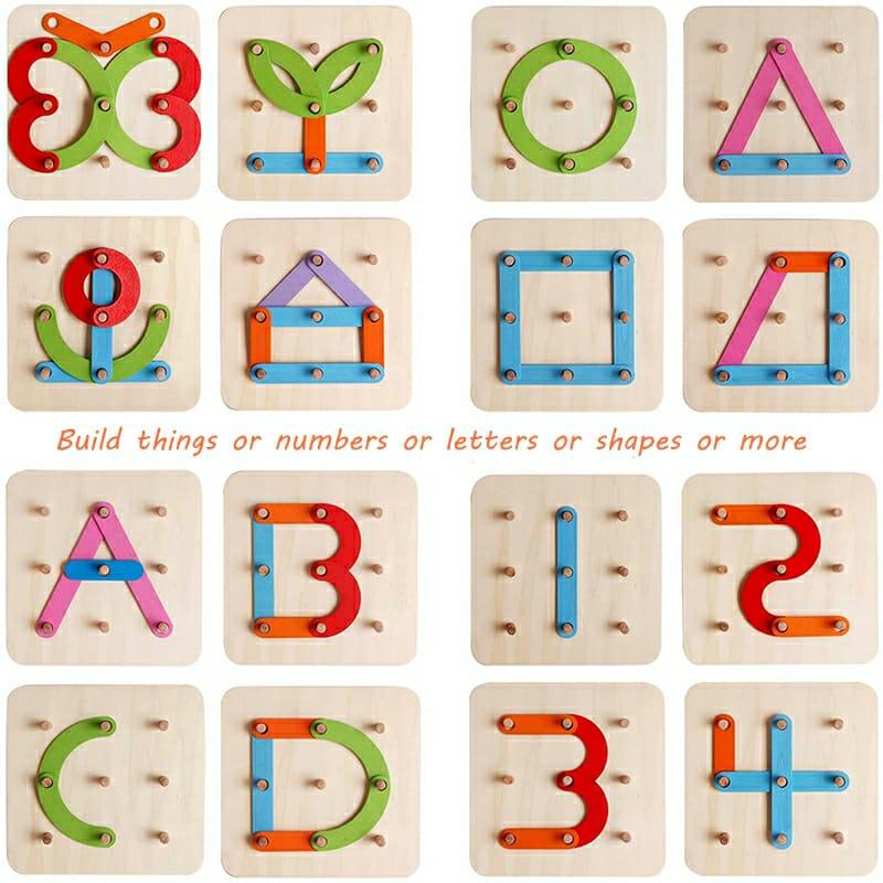 Wooden Alphabet Numbers construction Hundred Change Collage - Kids Bestie