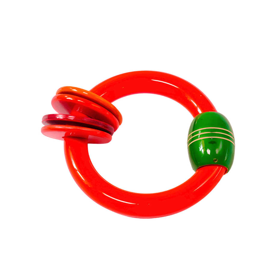 Wooden Bangle Rattle with 4 Rings-Multicolour for Kids Age 6-12 Months(Set of 4) - Kids Bestie