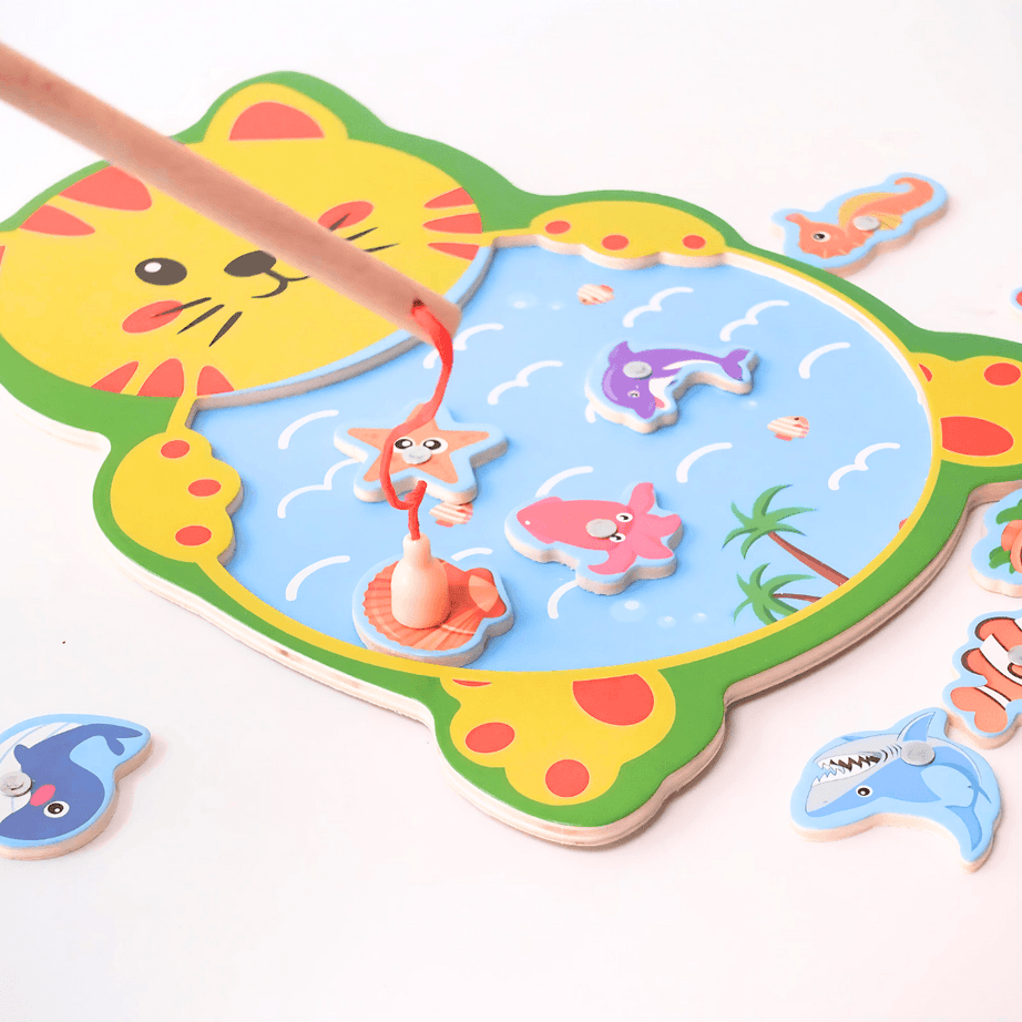 Wooden Cat Shaped Fishing - Pack of 1 - Kids Bestie