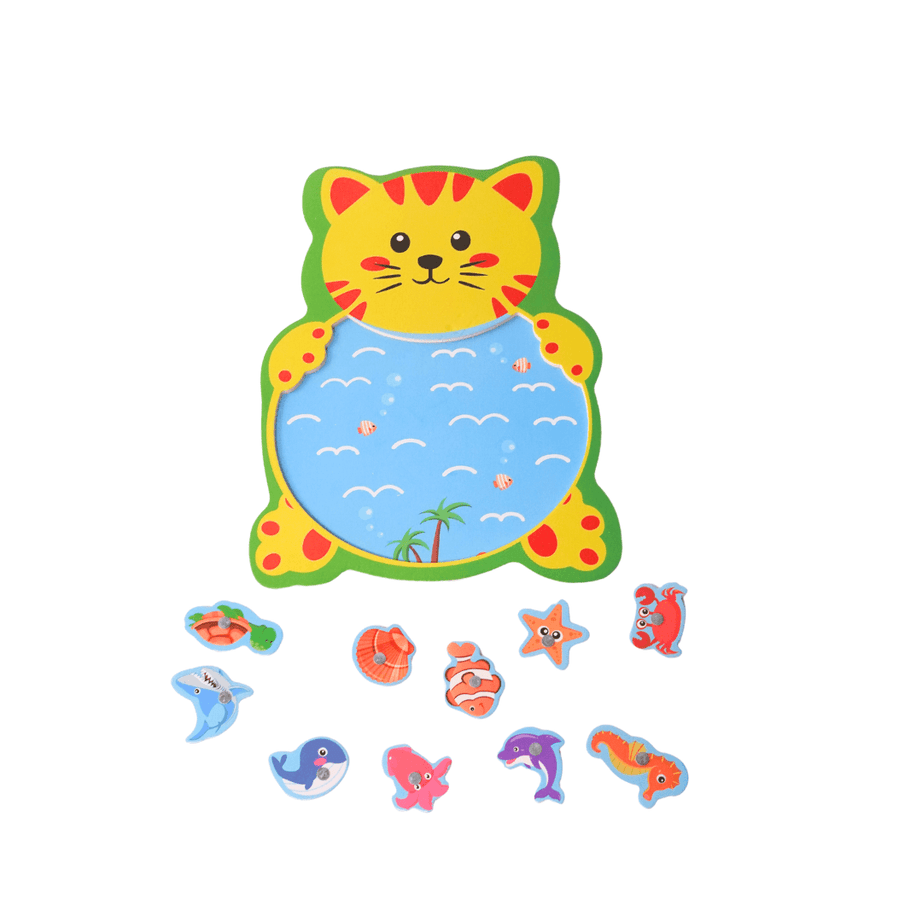 Wooden Cat Shaped Fishing - Pack of 1 - Kids Bestie