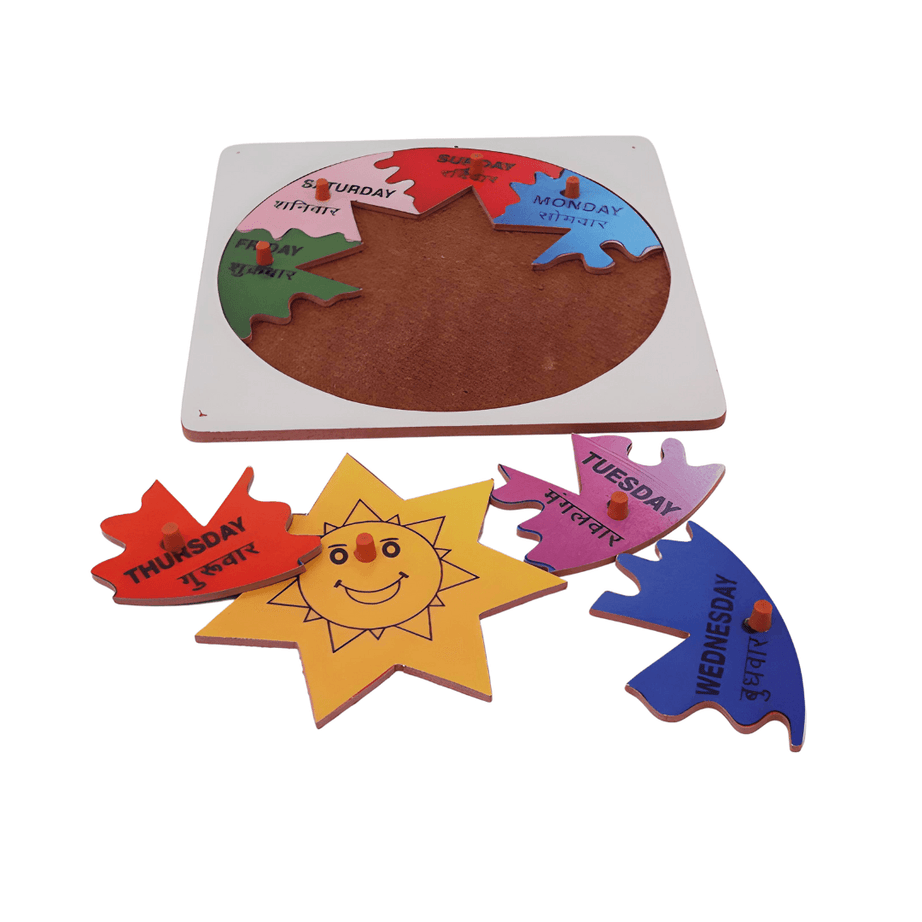 Wooden Day Puzzle Board Learning Puzzle Board for Kids above 3 years(Hindi) - Kids Bestie
