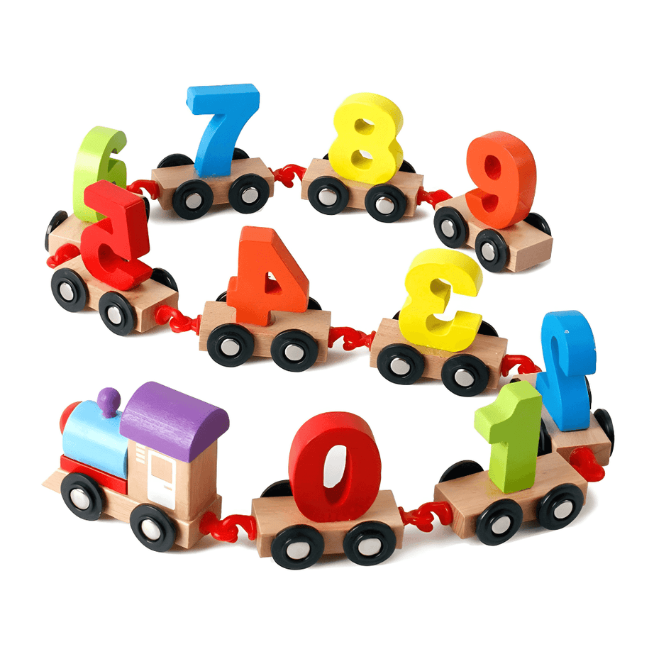 Wooden Digital Number 0 to 9 Small Train - Kids Bestie