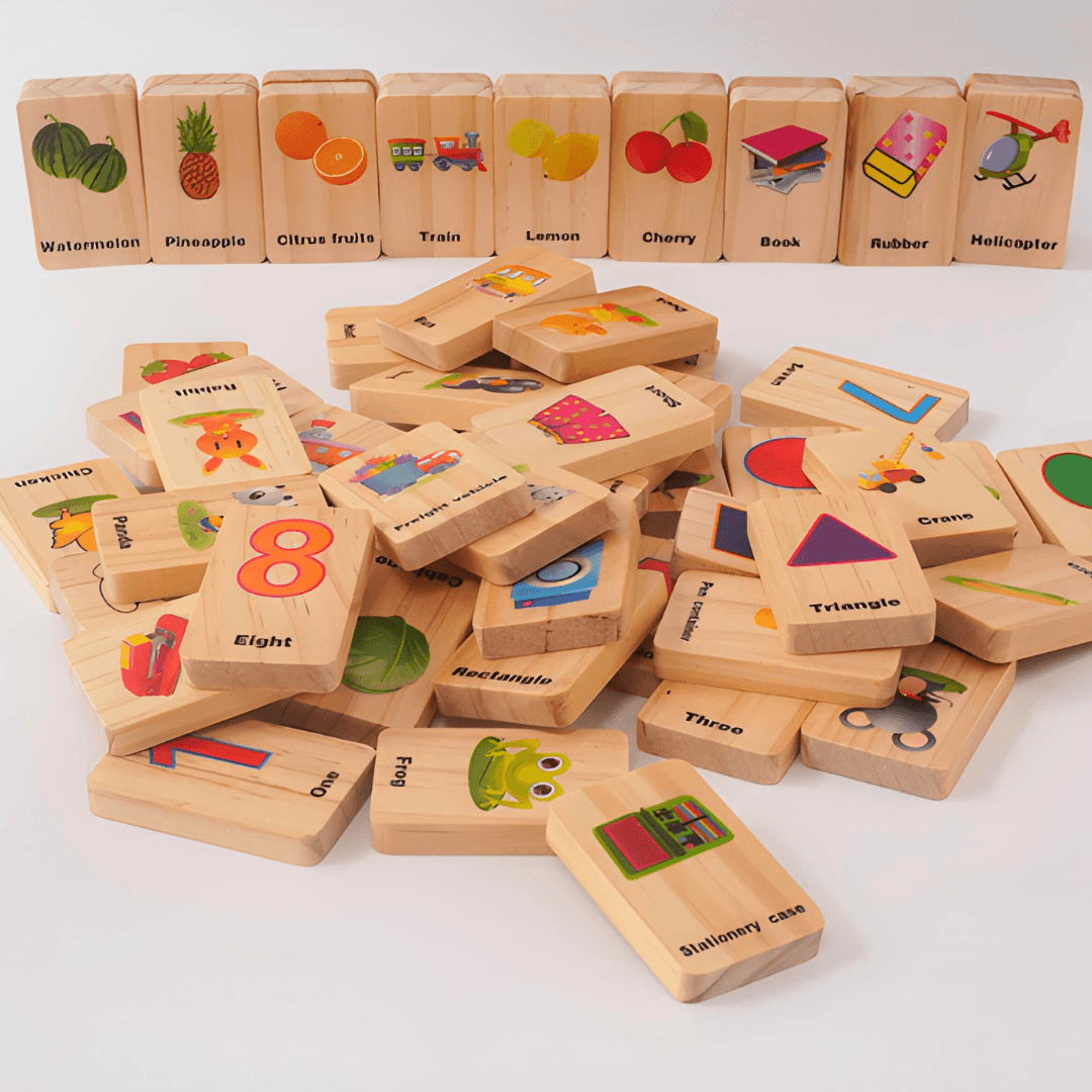 Wooden Dominoes Puzzle Learning Toy – Kids Bestie