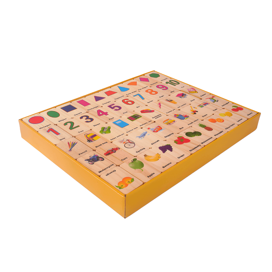 Wooden Dominoes Puzzle Learning Toy - Kids Bestie