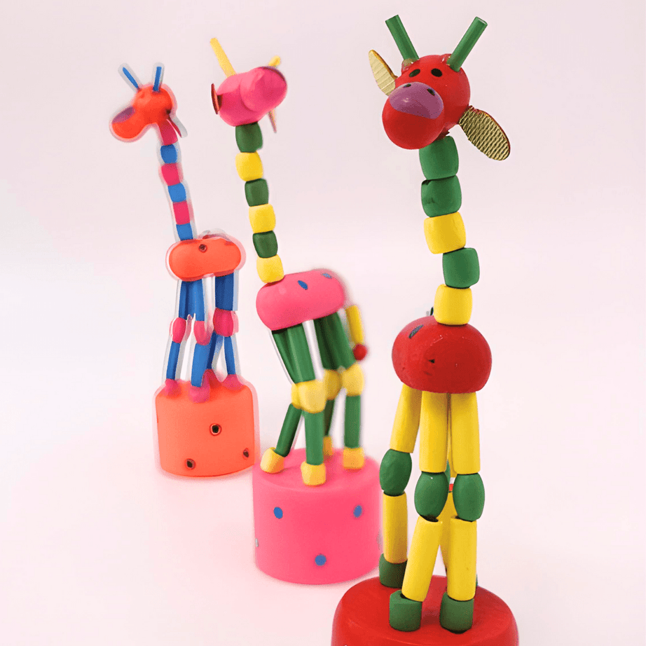 Wooden Handcrafted Dancing Giraffe Toy for Kids Spring Giraffe Toy - Kids Bestie