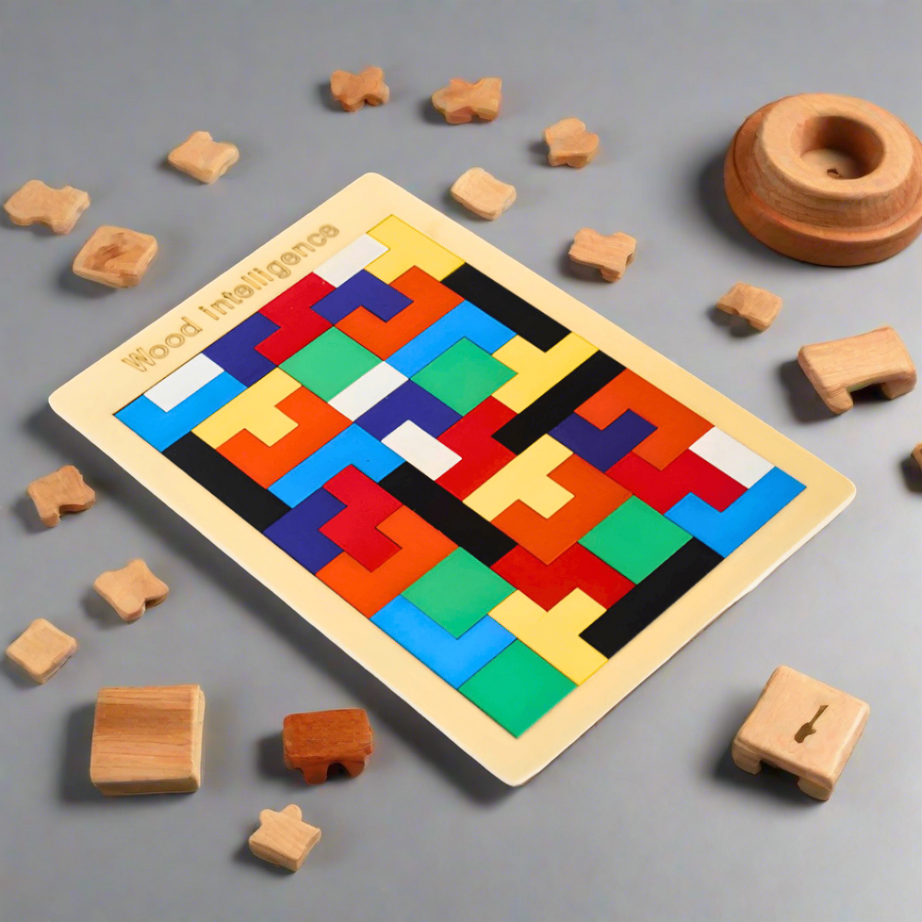 Wooden Intelligence Tetris Jigsaw Puzzle | Set of 40 Pcs - Kids Bestie