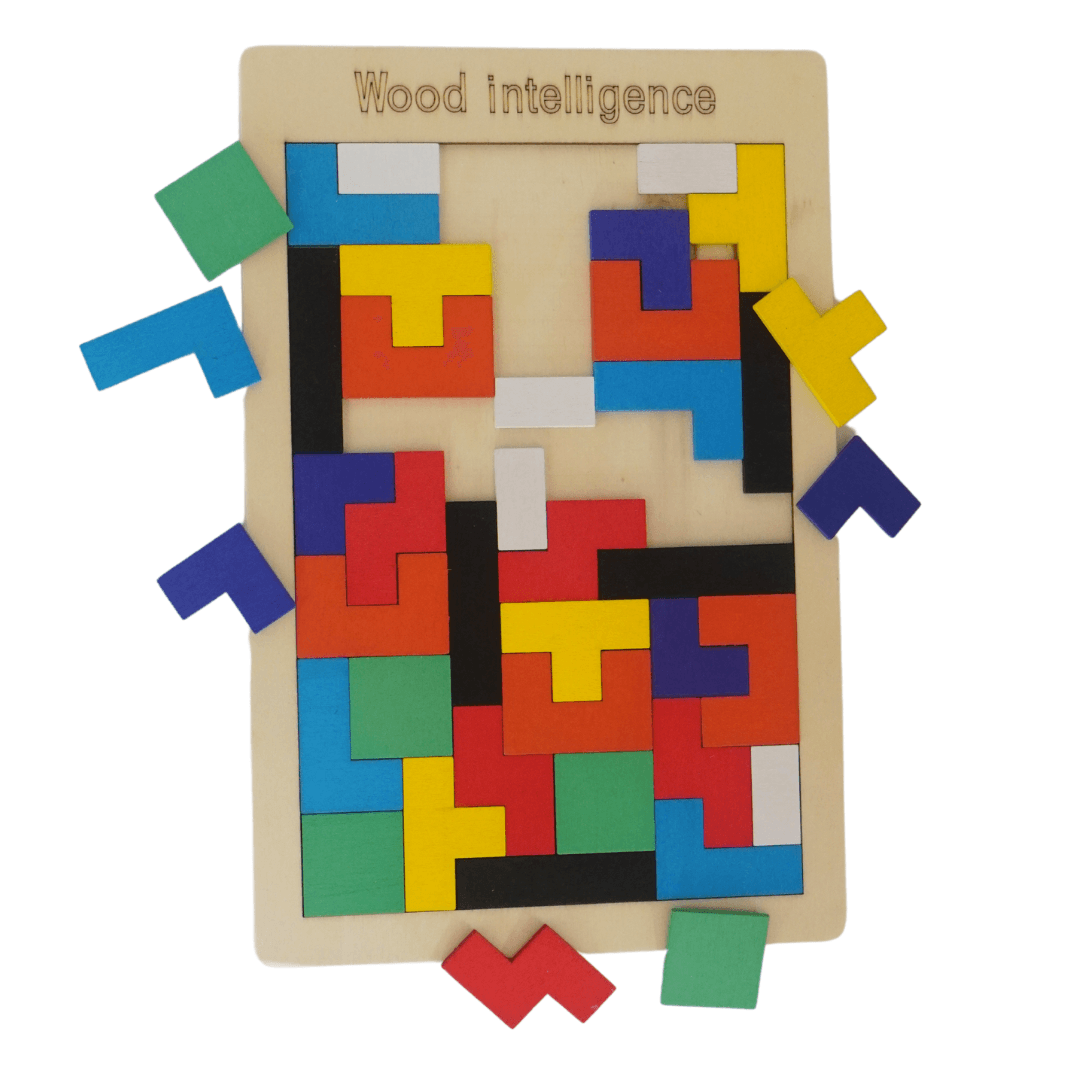 Wooden Intelligence Tetris Jigsaw Puzzle | Set of 40 Pcs - Kids Bestie