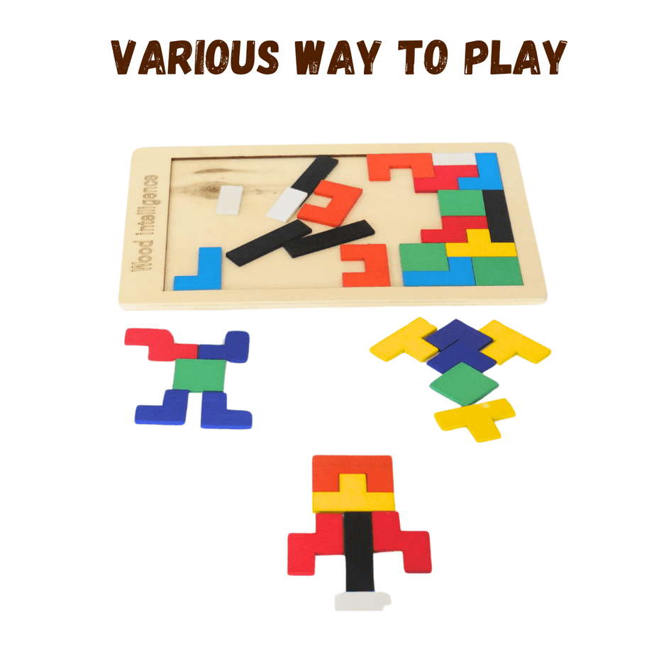 Wooden Intelligence Tetris Jigsaw Puzzle | Set of 40 Pcs - Kids Bestie