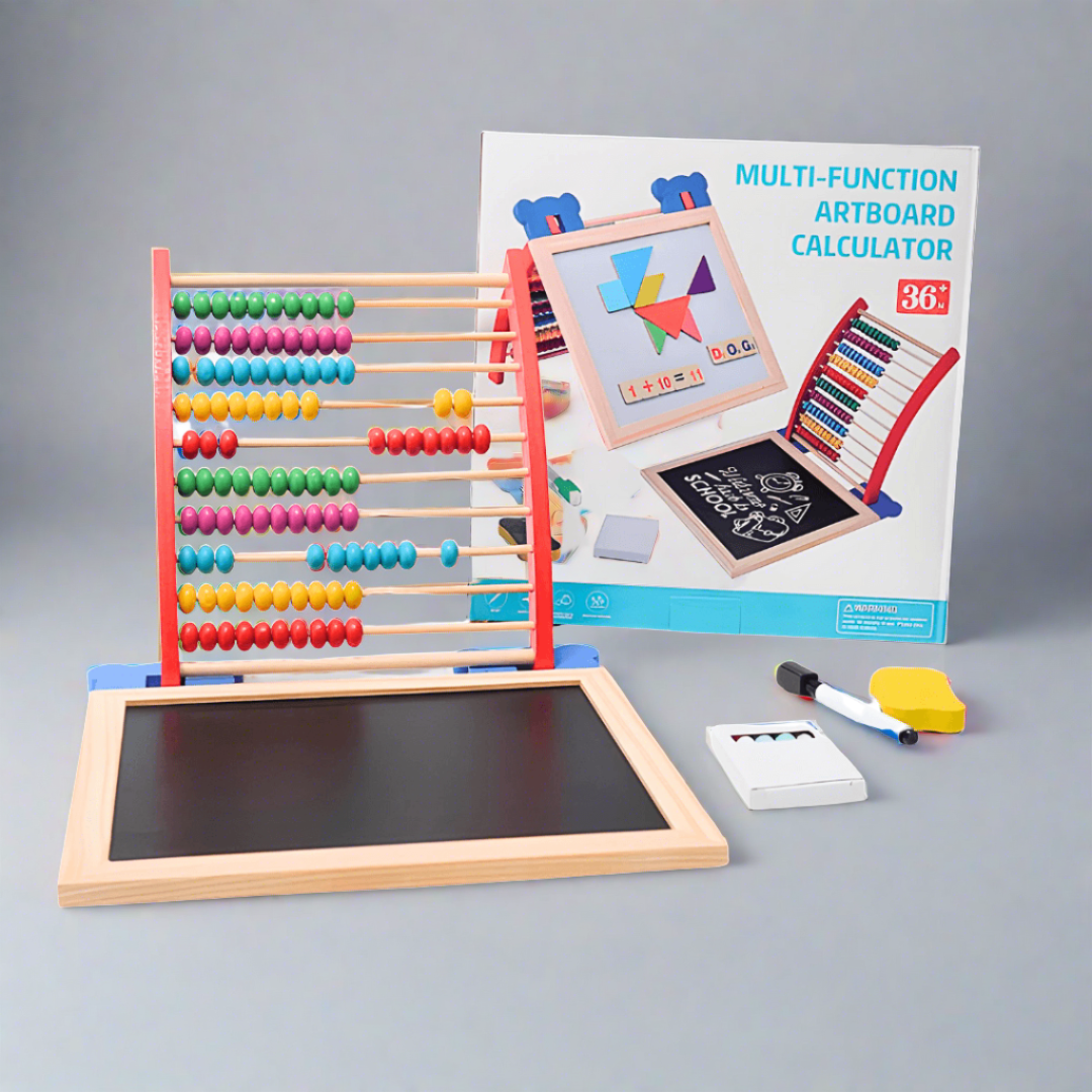 Wooden Multi-Function Artboard Calculator for Children | 3 in 1 Magnetic Board - Kids Bestie