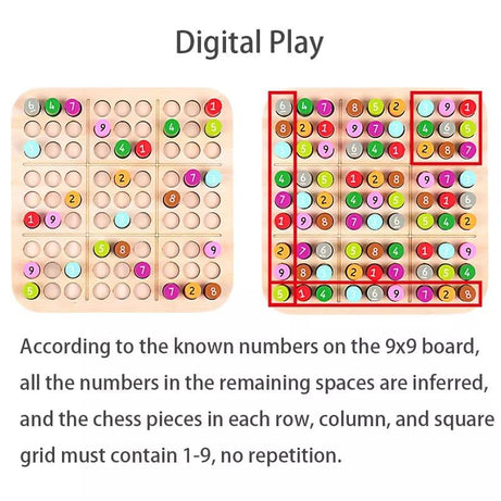 Wooden Number Puzzle Sudoku Board Games 1 - Kids Bestie