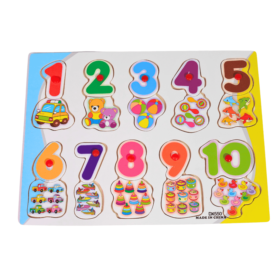 Wooden Numbers Puzzle with Pictures for Kids-1 - Kids Bestie