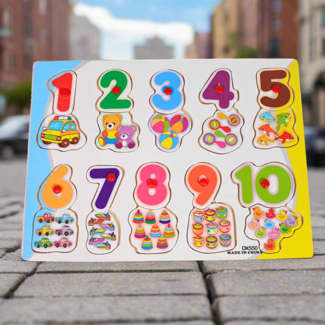 Wooden Numbers Puzzle with Pictures for Kids-1 - Kids Bestie