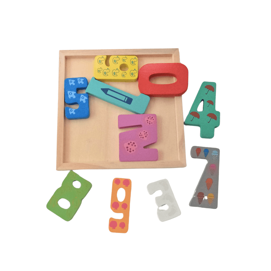 Wooden Puzzle for kids Math Numbers Learning (Square) Jigsaw Puzzle for kids Montessori Knowledgeable Toys for Kids above 18 months - Kids Bestie