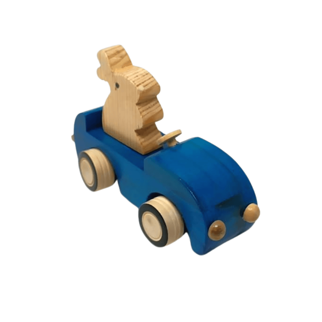 Wooden Rabbit in a Car-1 (Random colour will be send) - Kids Bestie