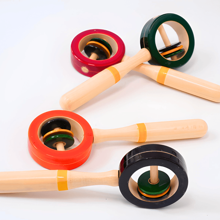 Wooden Rattles Toys with Rings for Baby 0 to 6 Months - Set of 4 pcs - Kids Bestie
