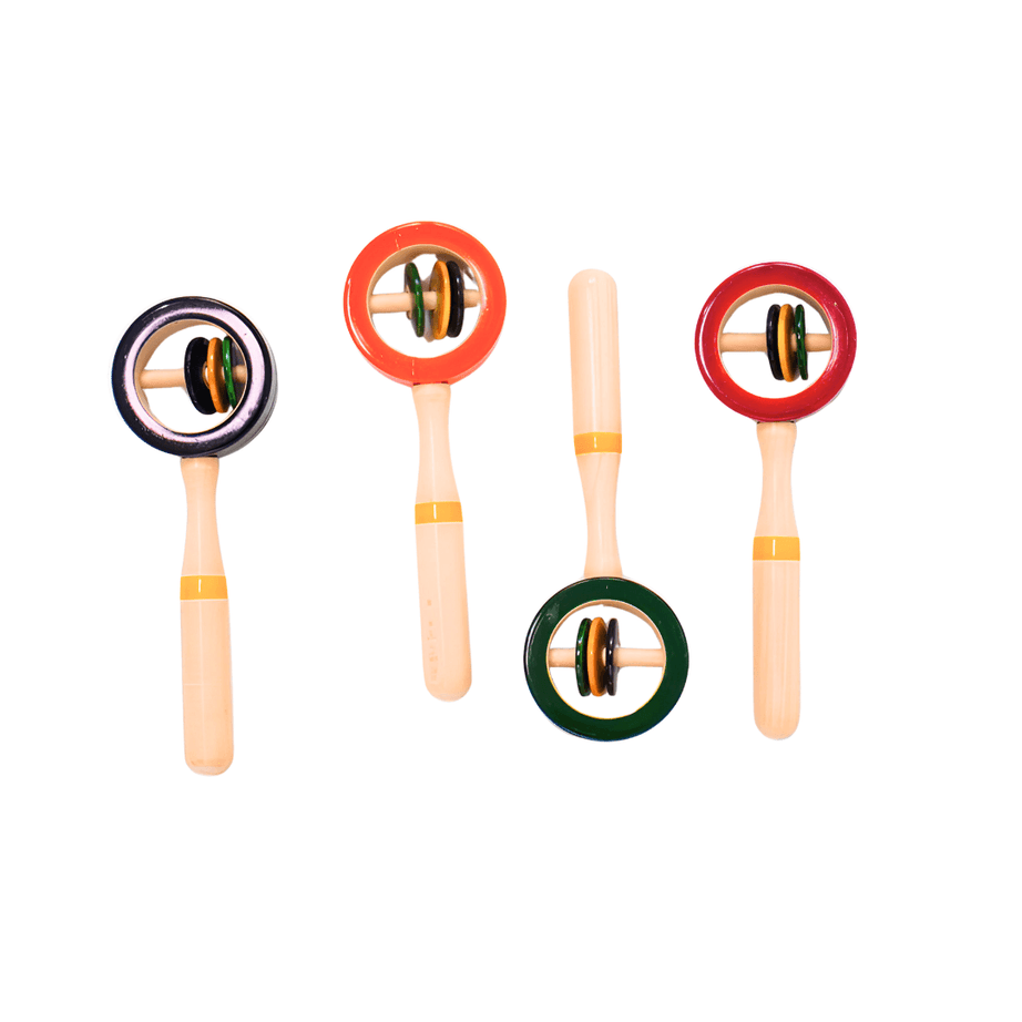Wooden Rattles Toys with Rings for Baby 0 to 6 Months - Set of 4 pcs - Kids Bestie