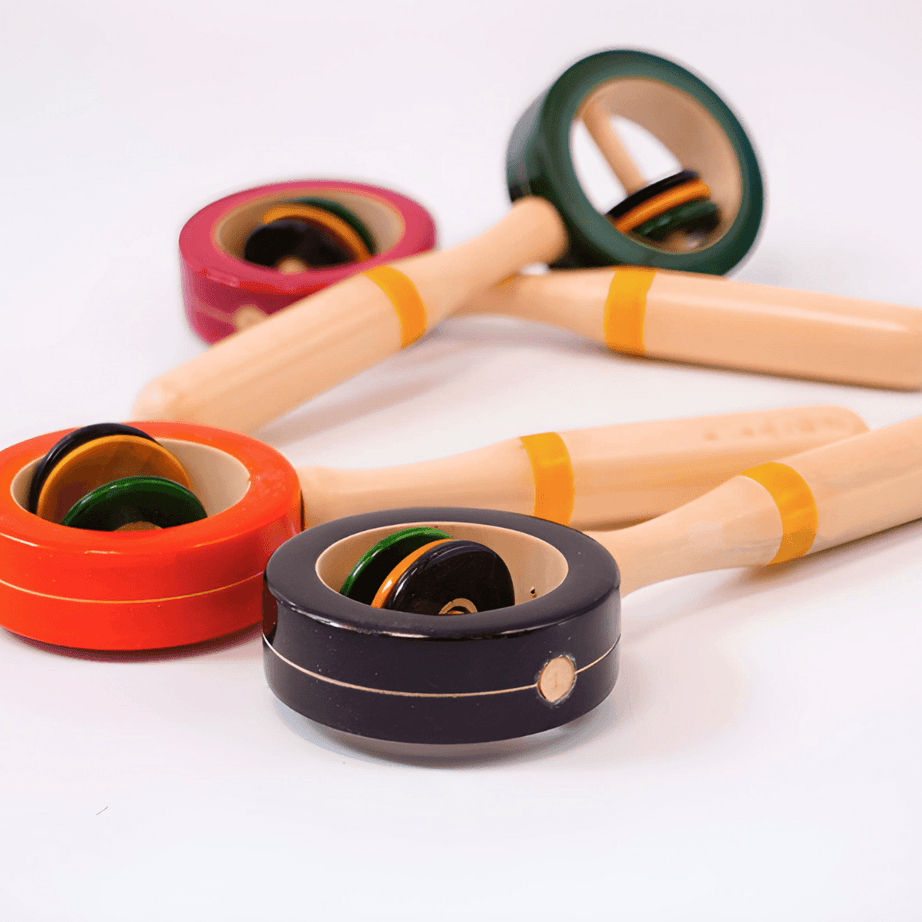 Wooden Rattles Toys with Rings for Baby 0 to 6 Months - Set of 4 pcs - Kids Bestie